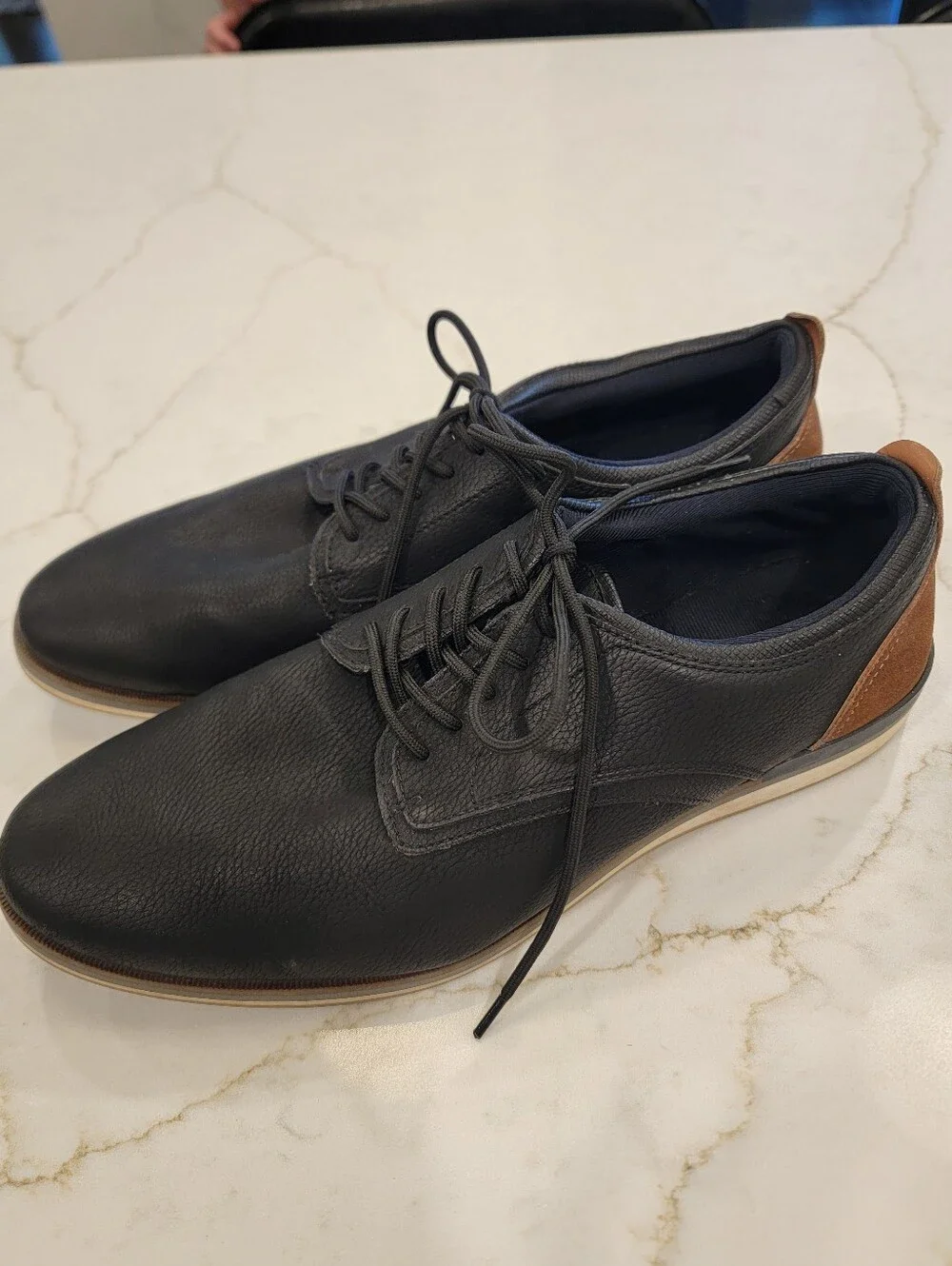 Mens Aldo Black Leather Oxfords